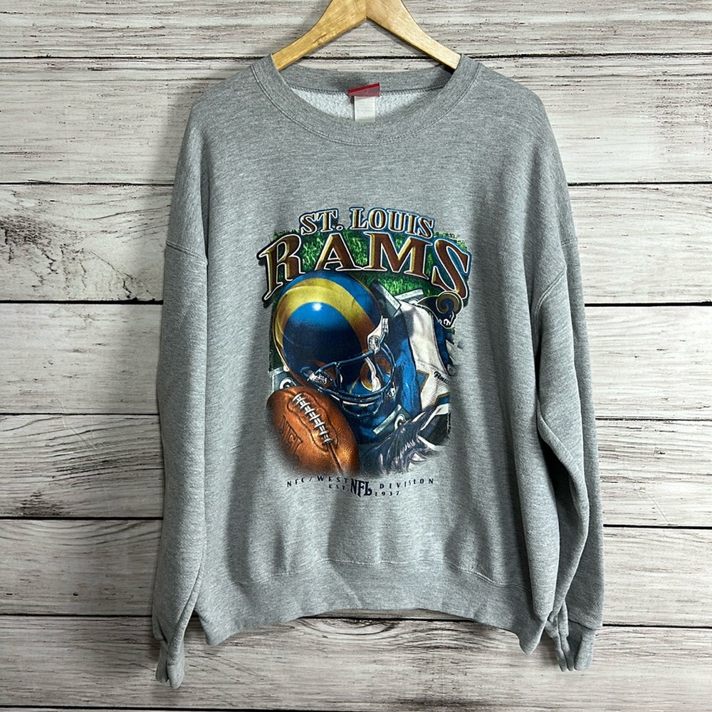 Vintage Y2K NFL St. Louis Rams Football Helmet Crewneck Sweater XL